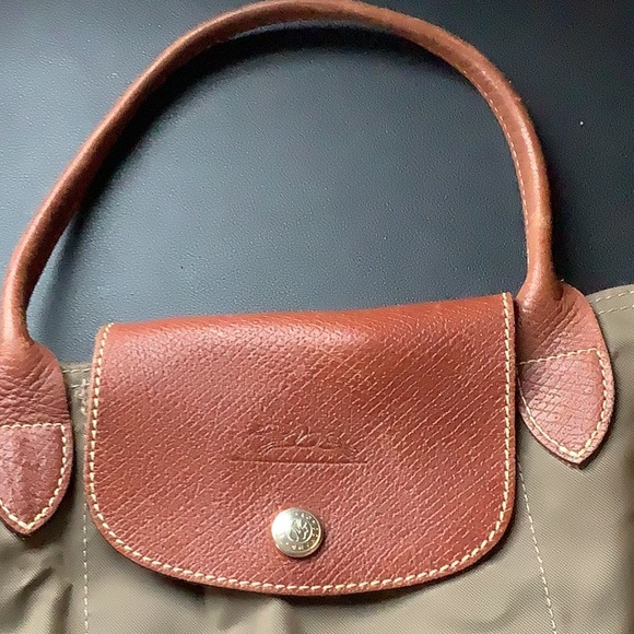 Brown Tote Bag longchamp L brown and dark green - Picture 4 of 6
